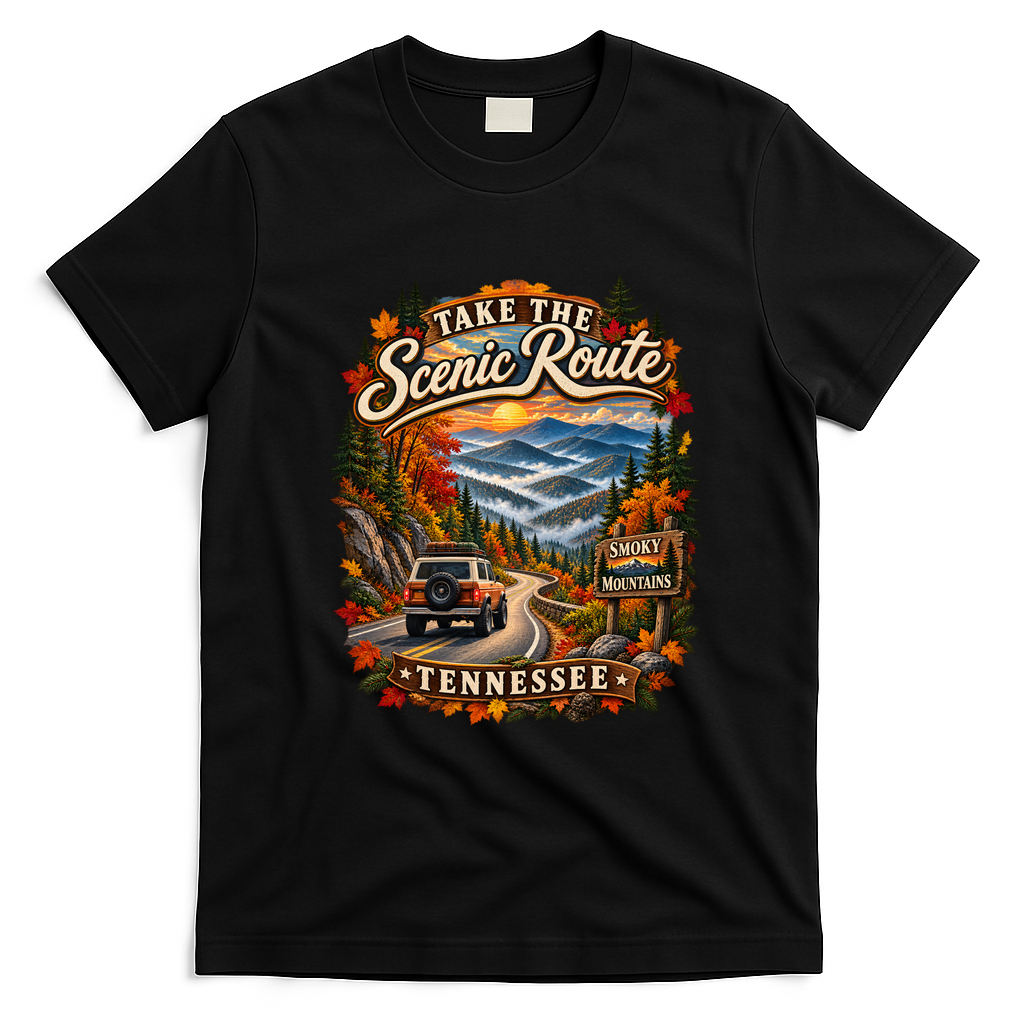 Take The Scenic Route – Smoky Mountains Tennessee T-Shirt - Black