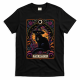 The Witch Cat Tarot Card Halloween Vintage Gothic T-Shirt - Black