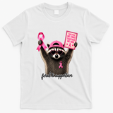 Together We Fight We Win Breast Cancer Raccoon T-Shirt - White