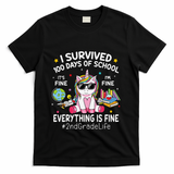 Unicorn I Survived 100 Days Of School Its Fine 2nd Grade T-Shirt - Black