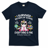 Unicorn I Survived 100 Days Of School Its Fine 2nd Grade T-Shirt - Navy