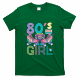 Vibrant 80's Girl Retro Roller Skates Throwback Vibe T-Shirt - Irish Green