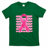 Vintage Breast Cancer Awareness Striped T-Shirt - Irish Green