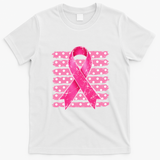 Vintage Breast Cancer Awareness Striped T-Shirt - White