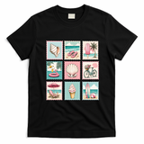 Vintage Beach Stamp Collection Art For Summer T-Shirt - Black