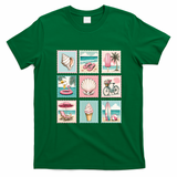 Vintage Beach Stamp Collection Art For Summer T-Shirt - Irish Green