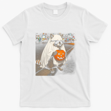 Vintage Cool Raccoon Ghost Costume Pumpkin T-Shirt - White