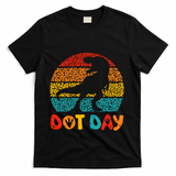Vintage Dinosaur Happy Dot Day For Teacher T-Shirt - Black