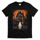 Vintage Ghost Haunted House Halloween Spooky T-Shirt - Black