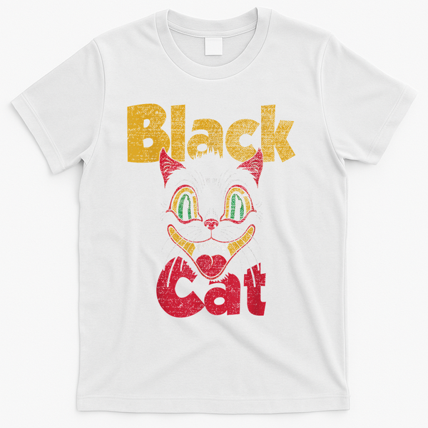 Vintage Halloween Retro Black Cat Retro Fireworks Women T-Shirt - White