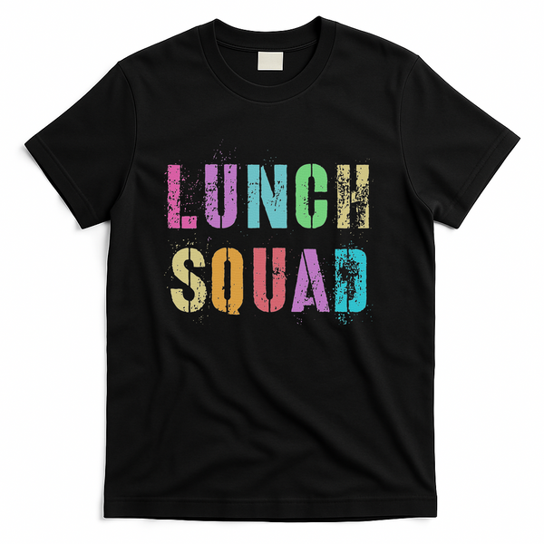 Vintage Lunch Squad Back To School Office Food Service Crew T-Shirt - Black