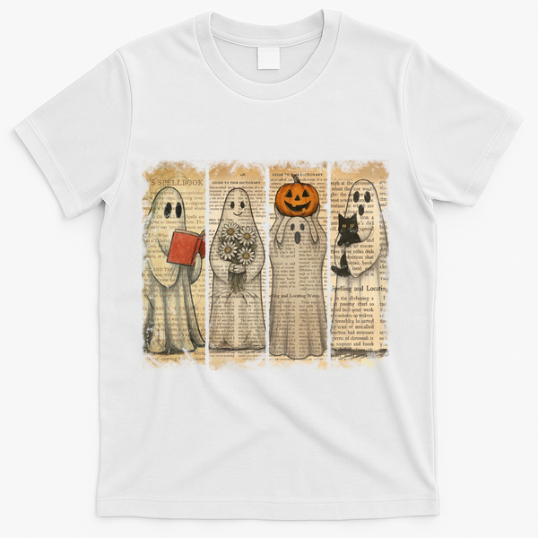 Vintage Oldpaper Ghost Halloween T-Shirt - White
