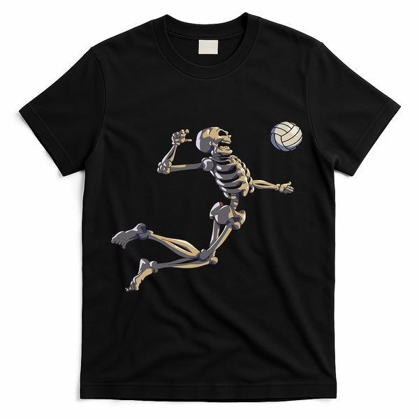 Volleyball Skeleton Women Volleyball Player Halloween T-Shirt - Black