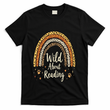 Wild About Reading Teacher Back To School Rainbow Gift T-Shirt - Black