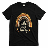 Wild About Reading Teacher Back to School Rainbow T-Shirt - Black