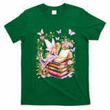 Watercolor Butterfly Fairy Book Library Fantasy Novel T-Shirt - Irish Green