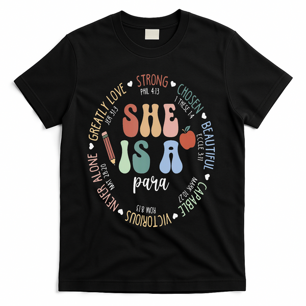 Women Bible Verse Christian Para God Says Back To School T-Shirt - Black