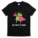 We Fight At Dawn Frog Boxing Champion Breast Cancer T-Shirt - Black
