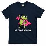 We Fight At Dawn Frog Boxing Champion Breast Cancer T-Shirt - Navy Blue