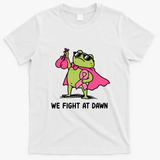 We Fight At Dawn Frog Boxing Champion Breast Cancer T-Shirt - White
