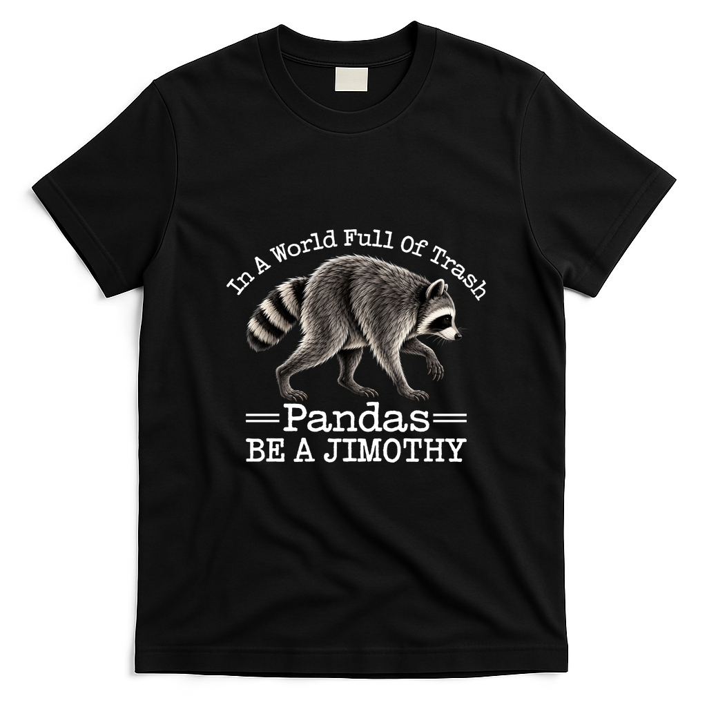 World Full Of Pandas Be A Jimothy Raccoon T-Shirt - Black