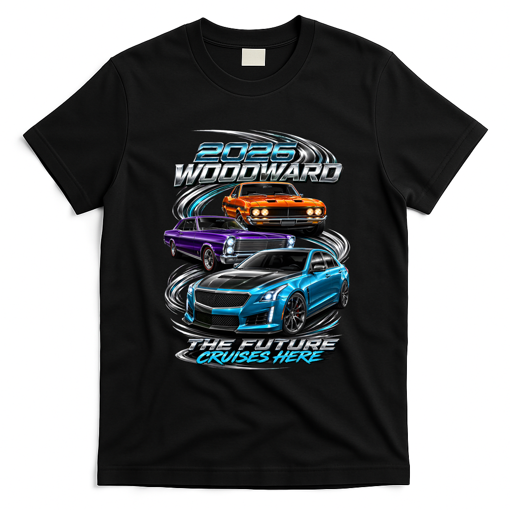 2026 Woodward Future Cruises Here M1 T-Shirt - Black