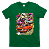 2026 Groovy Woodward Detroit To Pontiac Car Show T-Shirt - Irish Green