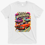 2026 Groovy Woodward Detroit To Pontiac Car Show T-Shirt - White