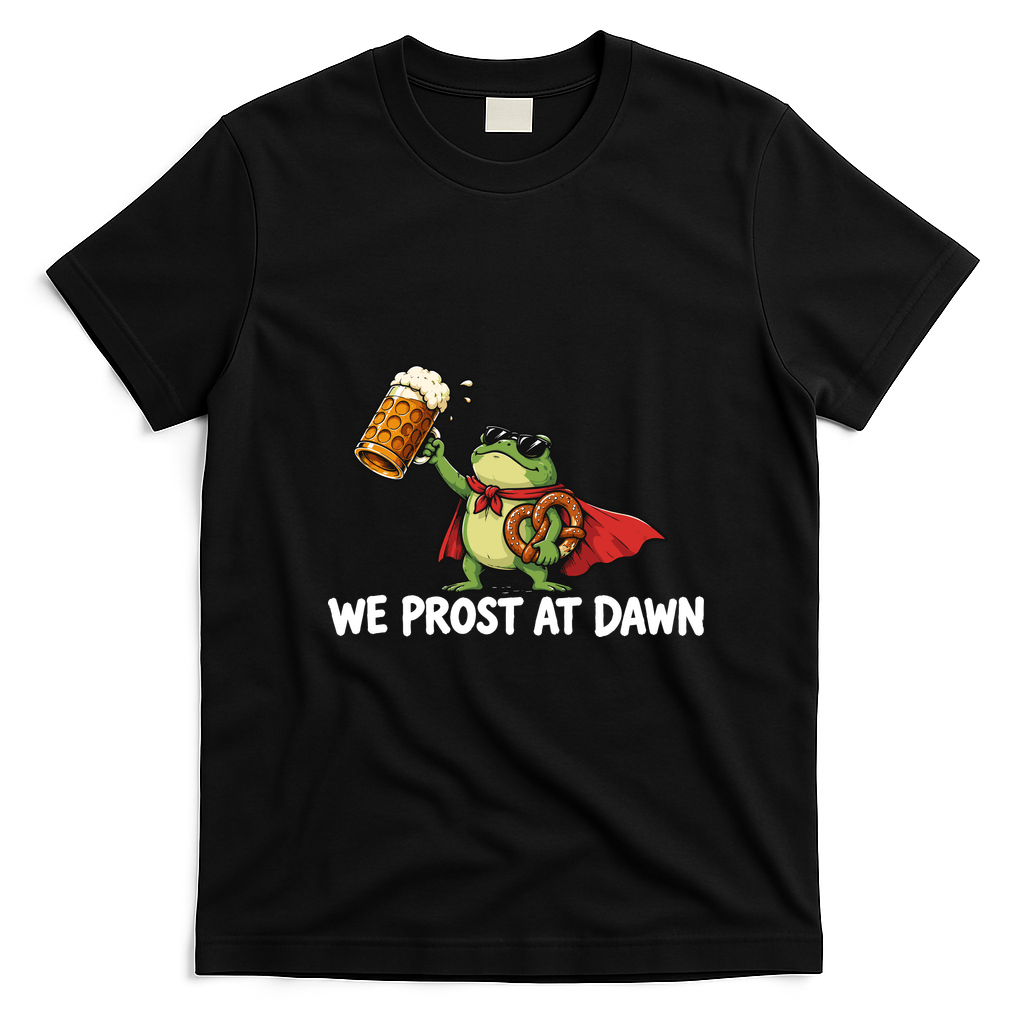 We Prost At Dawn Frog Funny Oktoberfest Beer Drinking T-Shirt - Black