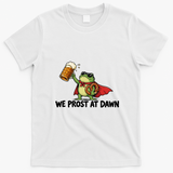 We Prost At Dawn Frog Funny Oktoberfest Beer Drinking T-Shirt - White