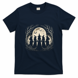Witches Under Full Moon Halloween Night T-Shirt - Navy Blue