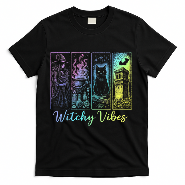 Witchy Vibes Halloween Spooky Season T-Shirt - Black