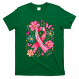We Wear Pink Ribbon Breast Cancer Awareness Floral Boho Daisy Gift T-Shirt - Irish Green