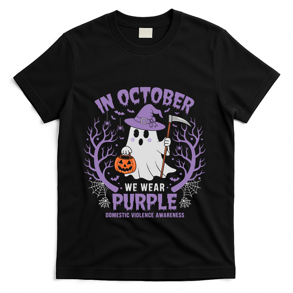 We Wear Purple Family Domestic Violence Awareness Halloween T-Shirt - Black