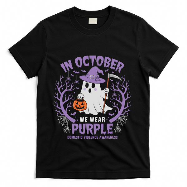 We Wear Purple Family Domestic Violence Awareness Halloween T-Shirt - Black