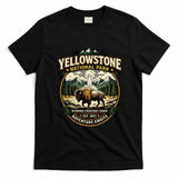 Yellowstone National Park Adventure Awaits Bison Badge T-Shirt - Black