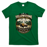 Yellowstone National Park Adventure Awaits Bison Badge T-Shirt - Irish Green
