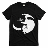 Yin Yang Cat Symbol Cute Black And White Cat Kitty Halloween T-Shirt - Black